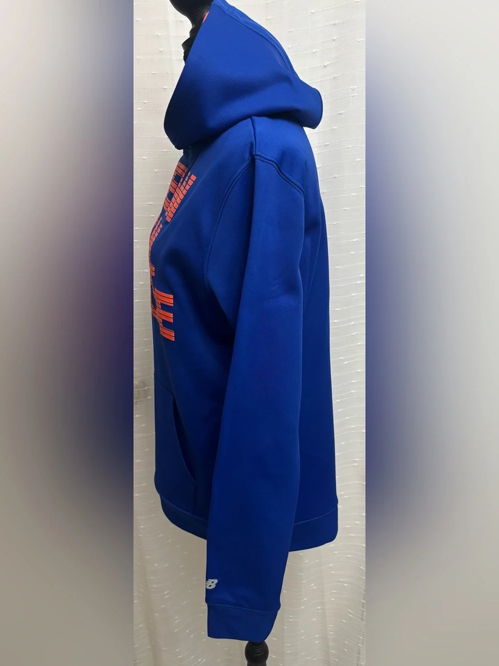 New Balance Youth Royal Blue Crewneck Hoodie with Orange Logo